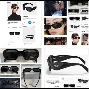 PRADA UNISEX ,ULTRA SHINY BLACK GEOMETRIC SUNGLASSES AS SEEN N INFLUENCERS Prada | Accessories | Prada Unisex Ultra Shiny Black  main image 3